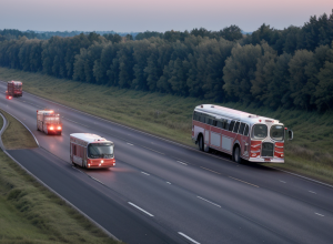 Accident grav în Germania: Autocar Flixbus răsturnat pe A19, 20 de pasageri răniți, autostrada blocată