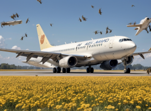 Incident inedit pe aeroport: Un stol de albine a blocat un avion la sol