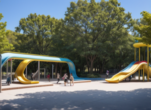 Parc inedit în Taipei: Ajungi la metrou pe tobogan