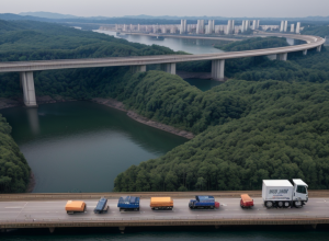 Mega-pod în China testat cu 214 camioane și 9000 de tone, se deschide în iulie 2025