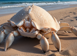 Creatura misterioasă pe plajă: Un crab, asemănător unui extraterestru, a uimit privitorii