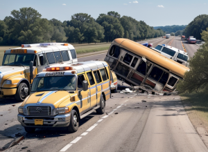 Accident grav în Texas: Un autobuz școlar s-a răsturnat în prima zi de școală, 9 copii și șoferul, spitalizați
