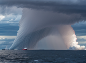 Fenomen spectaculos: O tromba de apă uriașă a fost filmată în Marea Baltică, lângă insula germană Rügen