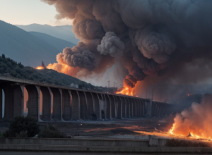 Inferno de Foc în Sicilia: Un Tir S-a Prăbușit de pe un Viaduct, Provocând un Incendiu Major