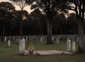 Scenă sfâșietoare într-un cimitir: Un cangur-văduv plânge partenera moartă într-un accident rutier