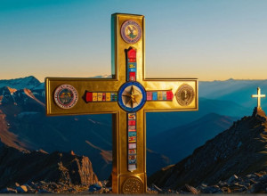 Vârful Zugspitze: Crucea emblematică, demontată pentru restaurare din cauza autocolantelor turistice