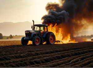 Incendiu la un tractor în Saxonia: Șoferul a sărit din cabină, evitând o catastrofă pentru 500 de vite