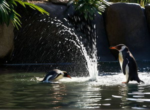 Comediantul Russell Brand, botez inedit într-un țarc de pinguini la zoo
