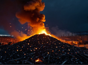 Incendiu major la un depozit de fier vechi din Flensburg: Aproximativ 100 de pompieri luptă cu flăcările