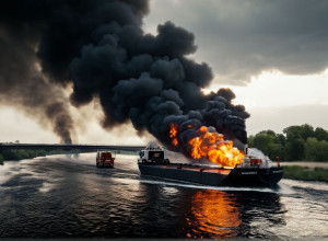 Atac în regiunea Odesa: Un tanc petrolier în flăcări amenință cu explozia