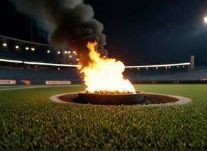 Scandal pirotehnic în Suedia: gazonul artificial a luat foc în timpul unui meci de fotbal