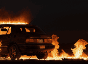 Infern în Curte: Camion se Transformă în Torpilă de Foc – Explozie Petrolieră Șocantă
