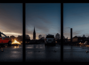 Incendiu la Bremen: Două mașini de poliție distruse de flăcări – Investigații în curs