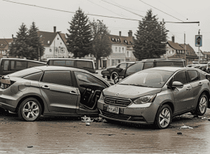 Accident în Jülich: A trecut pe roșu, doi răniți