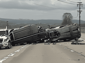 Accident Weiler zum Stein: Camion răsturnat într-o curbă