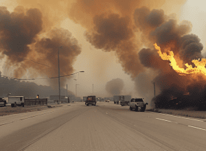 Blocare pe termen lung - Camion a explodat pe autostradă