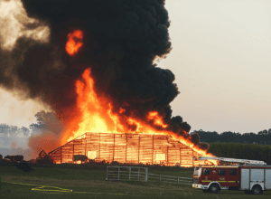 Incendiu la fermă: Vacă fugară rănește un bărbat