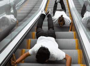 Parkour pe scări rulante: Tineri studenți uimesc în Franța