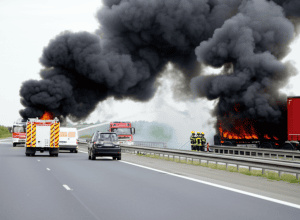 Incendiu camion pe A66 - Șofer rănit în apropiere de Gelnhausen