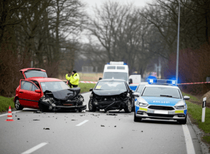 Accident Holungen: Doi răniți, trafic blocat
