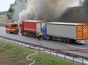 Incendiu remorcă camion pe A73 lângă Erlangen - Trafic blocat