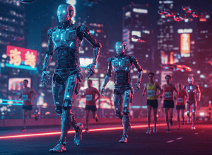 Roboți chinezi concurează cu oamenii la un semimaraton