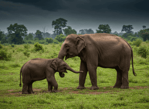 Elefant salvează un pui de la cădere în India