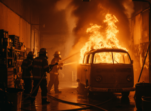 VW T2 de colecție - Un incendiu a distrus un Oldtimer Bulli de 60.000 de euro