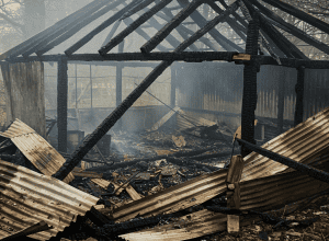 Voerde - Dihor supraviețuiește unui incendiu într-un șopron