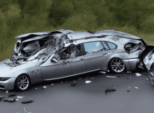 Accident BMW pe L412: Mașină distrusă, ocupanți teferi