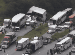 Accident pe A2: Camion a lovit un autocar, 22 de răniți