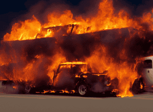 Incendiu devastator: Un camion în flăcări a mistuit un magazin de mobilă JYSK