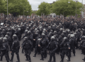 Primele ciocniri de 1 Mai – Autonomi de stânga încearcă să rupă barajul poliției