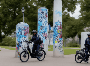 Poliția din Kiel prinde graffiti-ști pe biciclete electrice