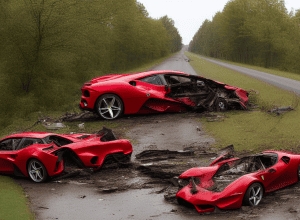 Ferrari distrus într-un accident - Cu 1000 CP într-un copac