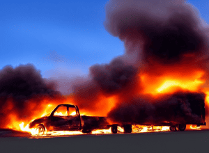 Blocaj pe A17 - Un camion de pompieri blochează autostrada