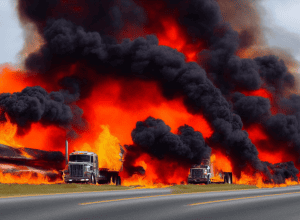 A17 - Incendiu camion provoacă blocarea totală