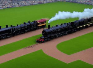 Spectacol neobișnuit: Un tren intră pe stadion