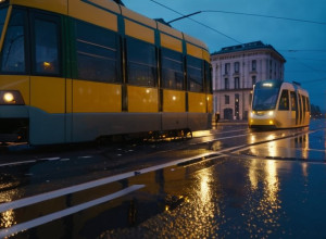 Șoferiță de Peugeot a intrat în coliziune cu un tramvai în Erfurt, Germania