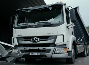 Șofer de camion implicat într-un accident pe A8 a atacat un polițist