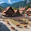 Cursă de boi în Bavaria: Fermiera Vroni și taurul său Ferdinand, protagoniștii unui eveniment tradițional