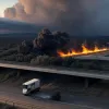 Incendiu camion pe autostrada A14 în Germania: Nor toxic și blocaj major de trafic