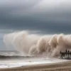 Furtună de nisip pe coasta Mării Nordului: vânturi de până la 100 km/h au răsturnat șezlonguri în Germania