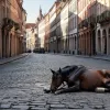 Imagini șocante din Dublin: Un cal de trăsură s-a prăbușit pe stradă din cauza căldurii extreme