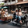 Viral din Thailanda: Un bărbat transportă 17 câini pe o singură motocicletă