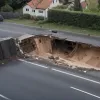Groapă imensă în asfalt: O stradă s-a prăbușit brusc într-un cartier rezidențial din Germania