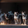 Polițiștii au salvat câini dintr-un incendiu major, riscându-și viața