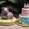 Cel mai faimos hipopotam pitic din lume, Moo Deng, a împlinit un an: Petrecere cu paradă şi tort uriaş la zoo