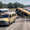 Accident grav în Texas: Un autobuz școlar s-a răsturnat în prima zi de școală, 9 copii și șoferul, spitalizați