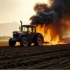 Incendiu la un tractor în Saxonia: Șoferul a sărit din cabină, evitând o catastrofă pentru 500 de vite
